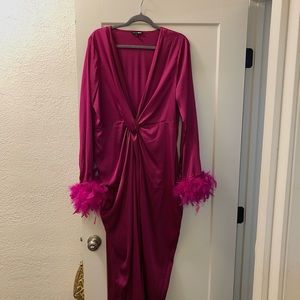 Silk fuchsia dress.